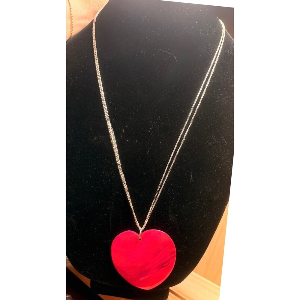 d.v.b. Heart Pendant Necklace Womens OS Hot Pink Good Large Statement Shell Look
